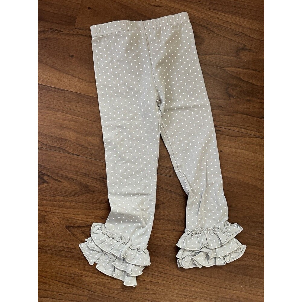Oopsie Daisy Pin Dot Ruffle Ankle Leggings - Grey - 5